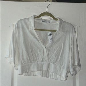 Cropped gauzy white top a&f NWT size medium